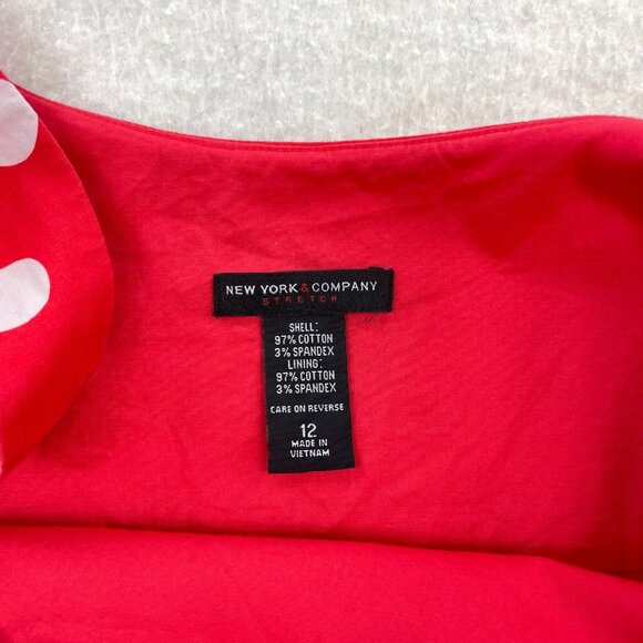 New York & Co Sleeveless Red & White Polka Dot Dress Size 12 - Picture 3 of 6